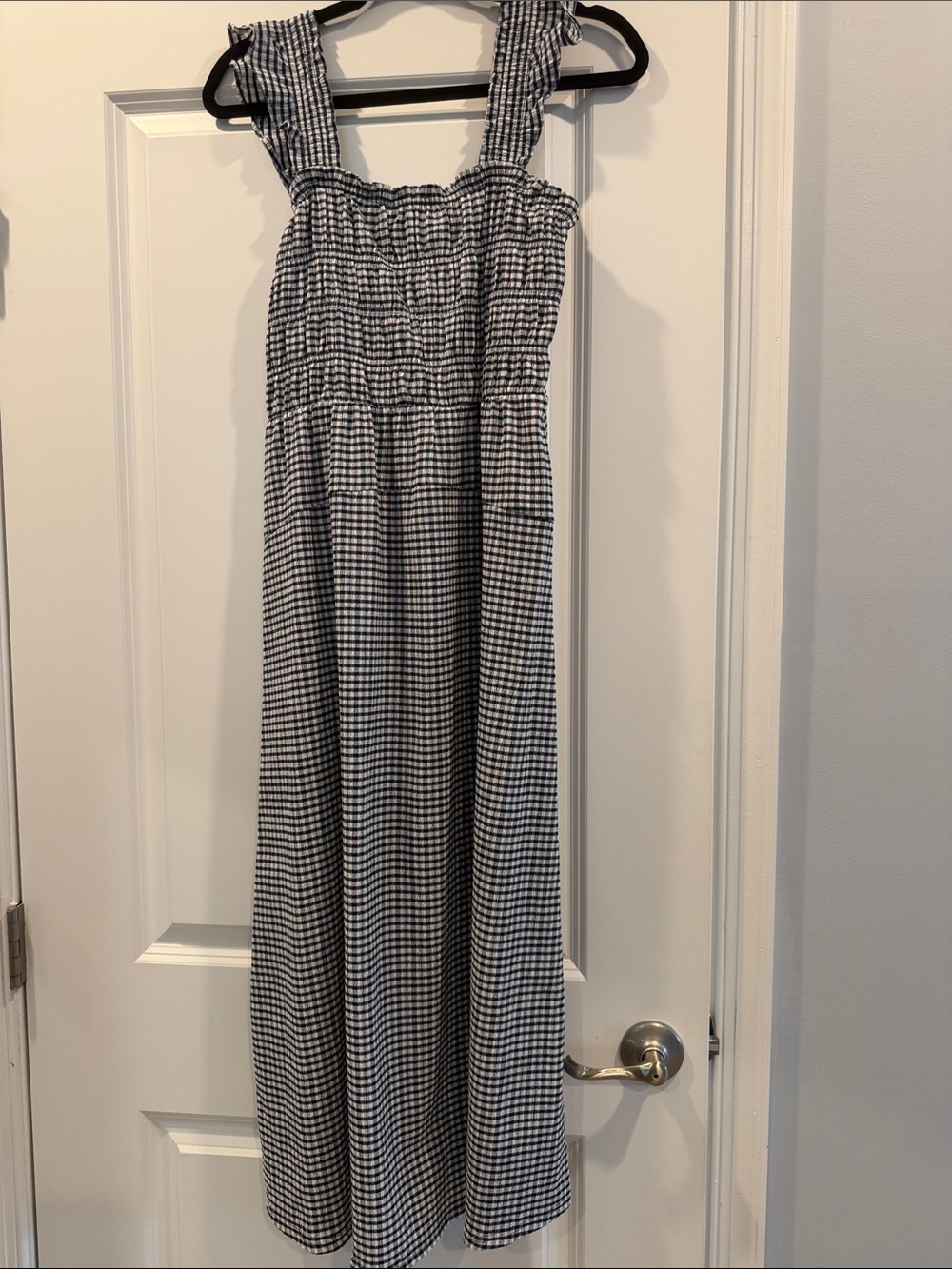 Old Navy Black and White Gingham Smocked Jumpsuit